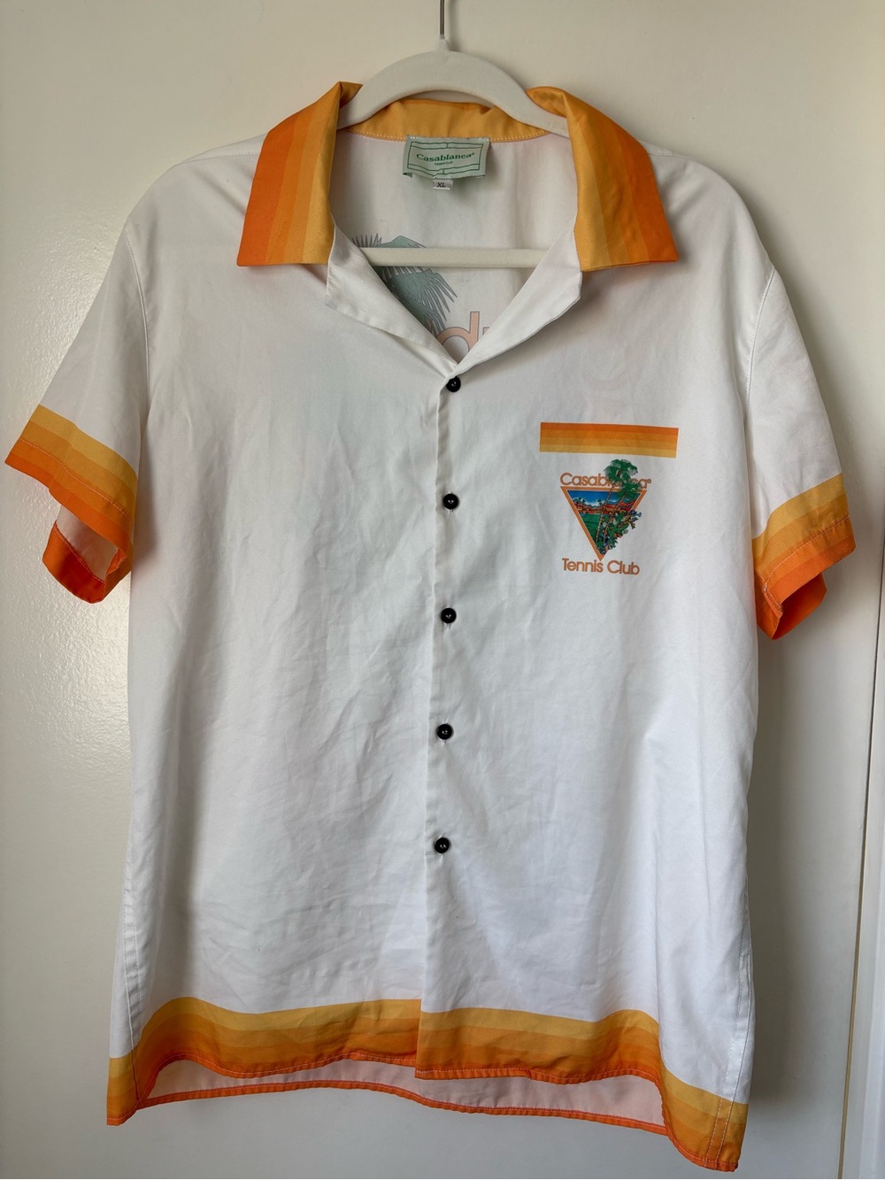Casablanca White & Orange Tennis Club 100%cotton Short-Sleeve Shirt